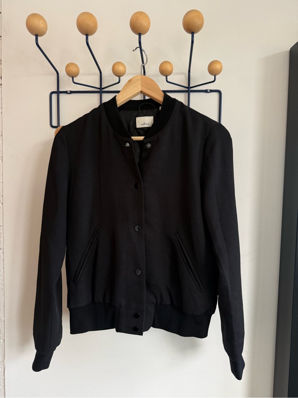 Wilfred Black Bomber Jacket with Ribbed Hem